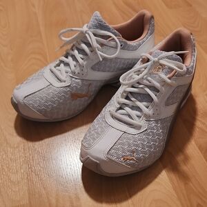 Puma White Gray and Peach Athletic Sneakers
